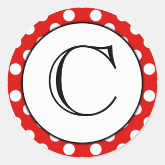 Red and White Polka Dot Monogrammed Sticker
