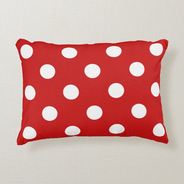 Red and White Polka Dot Pattern Decorative Pillow (Front)