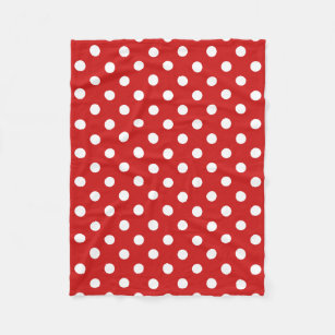Red and White Polka Dot Pattern Fleece Blanket