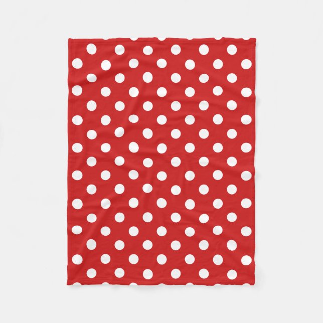 Red and White Polka Dot Pattern Fleece Blanket (Front)