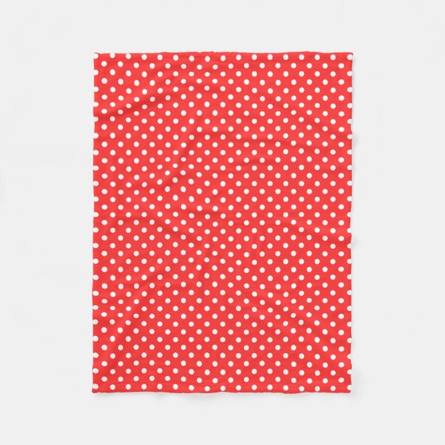 Red and white polka dot pattern fleece blanket (Front)