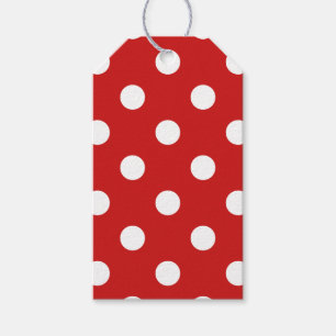 Red and White Polka Dot Pattern Gift Tags