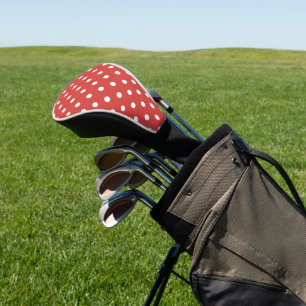 Red and White Polka Dot Pattern Golf Head Cover