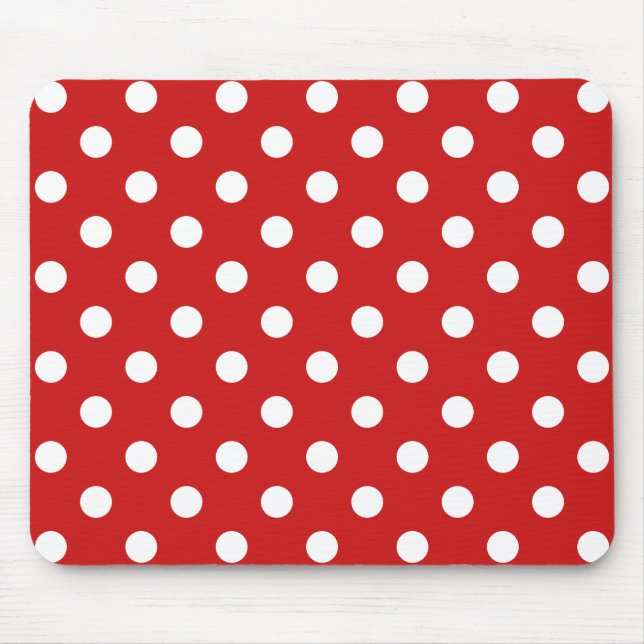 Red and White Polka Dot Pattern Mouse Pad (Front)