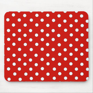 Red and White Polka Dot Pattern Mouse Pad