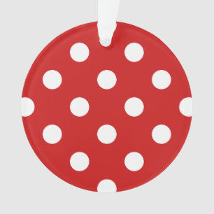 Red and White Polka Dot Pattern Ornament