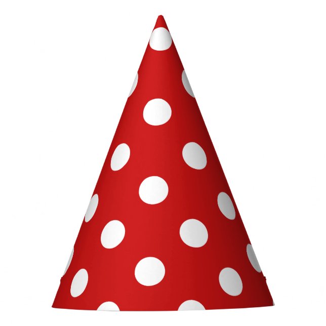 Red and White Polka Dot Pattern Party Hat (Front)