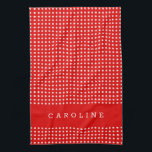 Red and White Polka Dot Pattern Personalized Name Kitchen Towel<br><div class="desc">Personalized Bright Red and White Polka Dot Pattern Kitchen Towel</div>