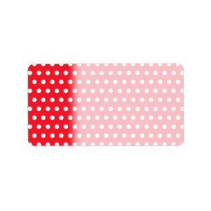 Red and White Polka Dot Pattern. Spotty. Label