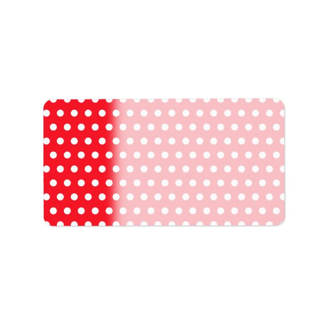 Red and White Polka Dot Pattern. Spotty. Label (Front)