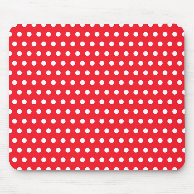 Red and White Polka Dot Pattern. Spotty. Mouse Pad (Front)