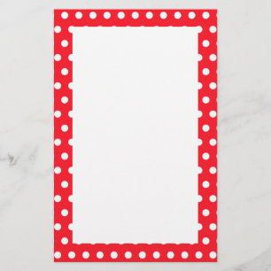 Red and White Polka Dot Pattern. Spotty. Stationery