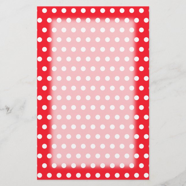 Red and White Polka Dot Pattern. Spotty. Stationery (Front)