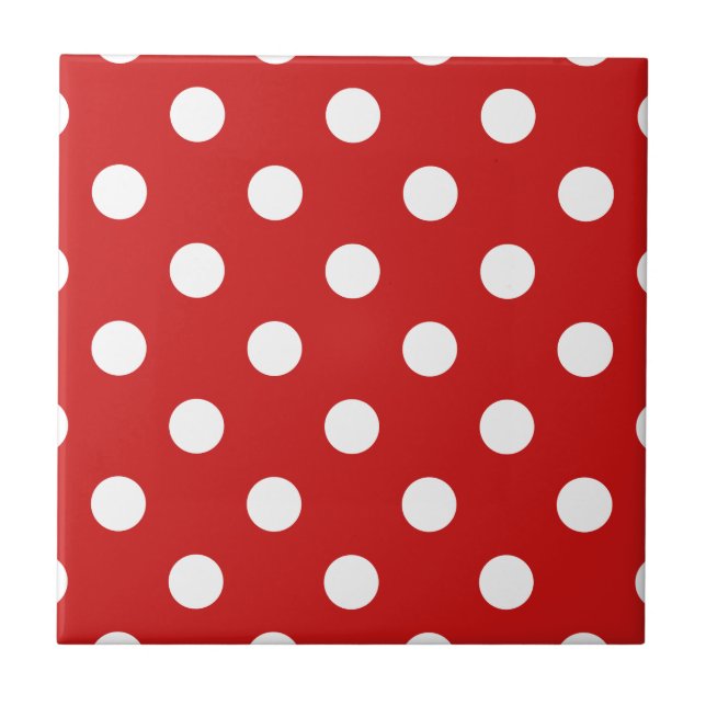 Red and White Polka Dot Pattern Tile (Front)