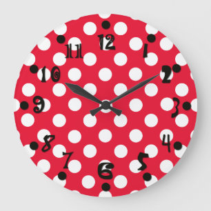 Red and White Polka Dot Wall Clock