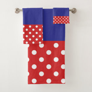 Red and White Polka Dots Bath Towel Set