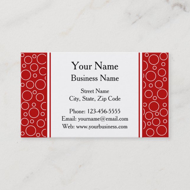 Red and White Polka Dots Business Card (Front)