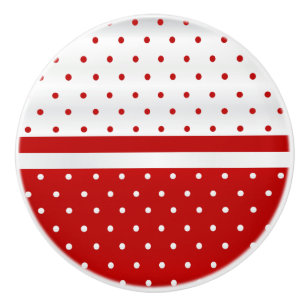 Red and White Polka Dots Ceramic Knob