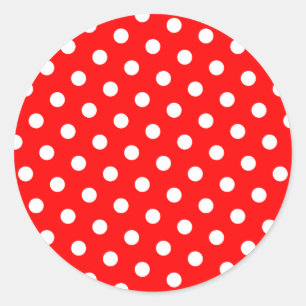 Red and White Polka Dots Classic Round Sticker