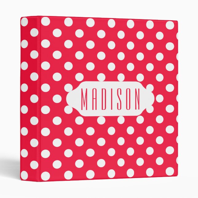 Red and white polka dots custom binder (Front/Spine)