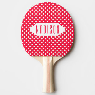 Red and white polka dots custom ping pong paddle
