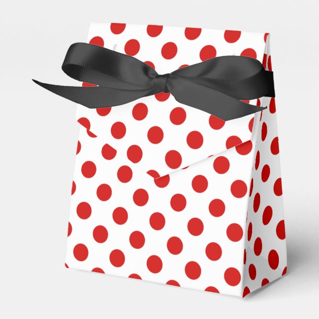 Red and white polka dots favor box (Front Side)