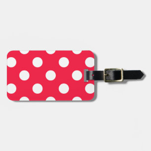 Red and white polka dots luggage tag