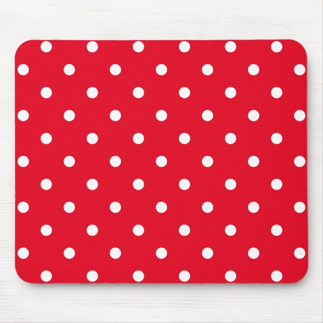 Red and White Polka Dots Mouse Pad (Front)