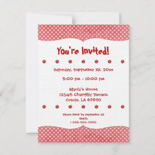 Red and White Polka Dots Party Invite