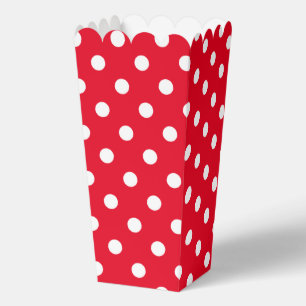 Red and white polka dots pattern custom popcorn favor box