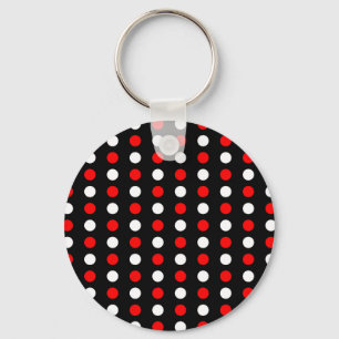 Red and white polka dots pattern keychain