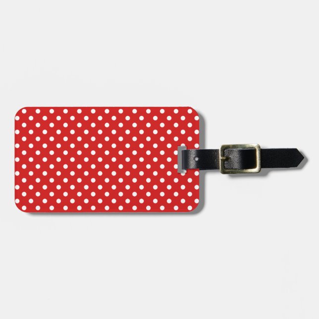 Red and White Polka Dots Pattern Luggage Tag (Front Horizontal)