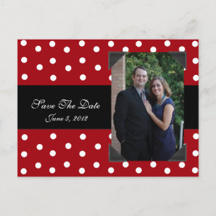 Red and White Polka Dots Save the Date post card