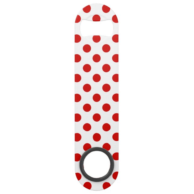 Red and white polka dots speed bottle opener (Front)