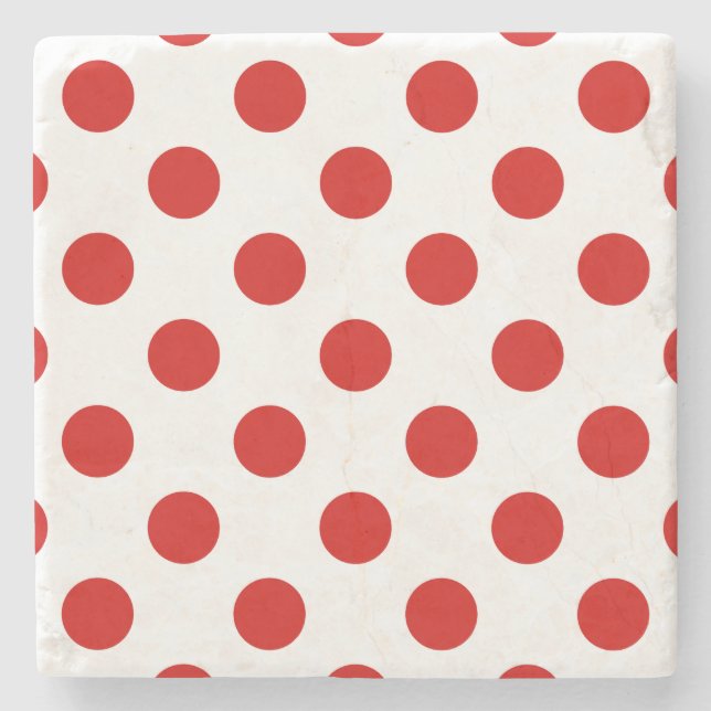 Red and white polka dots stone coaster (Front)