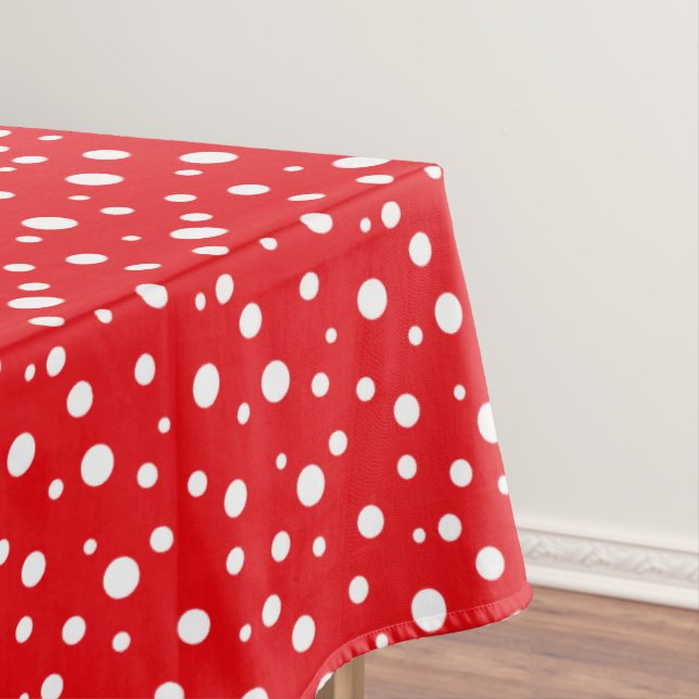 Red and White Polka Dots Tablecloth (In Situ)