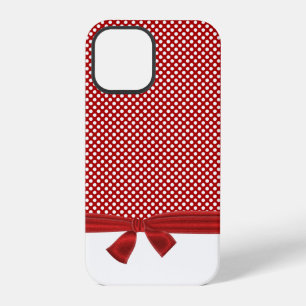 red and white polka dots with bow iPhone 12 pro case