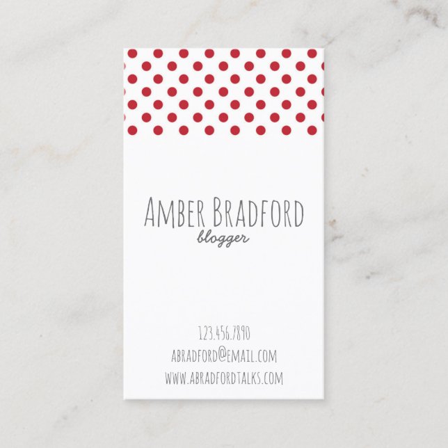 Red and White Polkadot Business Cards (Front)