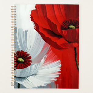 Red and White Poppies Planner