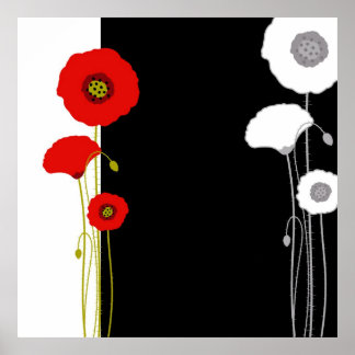 Red and White Poppy Poster