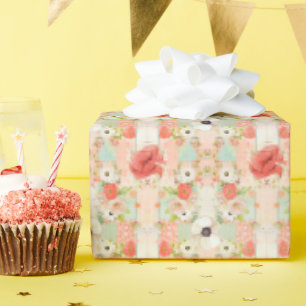 Red and White Poppy Vintage Wrapping Paper