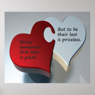 Red and white puzzle pieces, second love poster