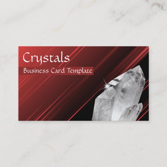 Red and White Quartz Crystals Business Card (Front)