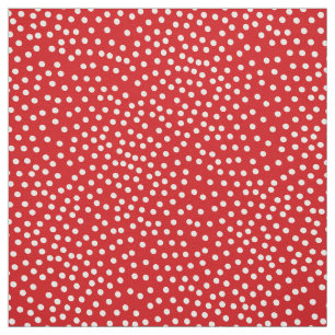 Red And White Random Polka Dot Spotted Print Fabric