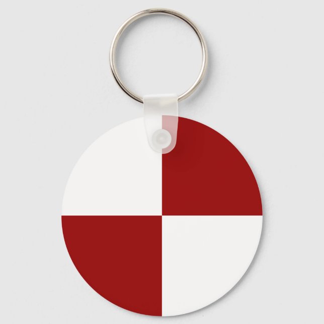 Red and White Rectangles Keychain (Front)