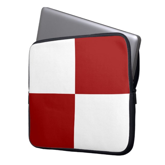 Red and White Rectangles Laptop Sleeve (Front Left)