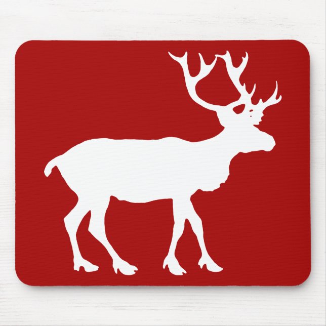 Red and White Reindeer Mouse Pad (Front)