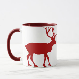 Red and White Reindeer Mug