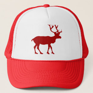 Red and White Reindeer Trucker Hat