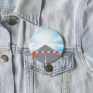 Red and White Road Barrier Blocked Access  3 Inch Round Button